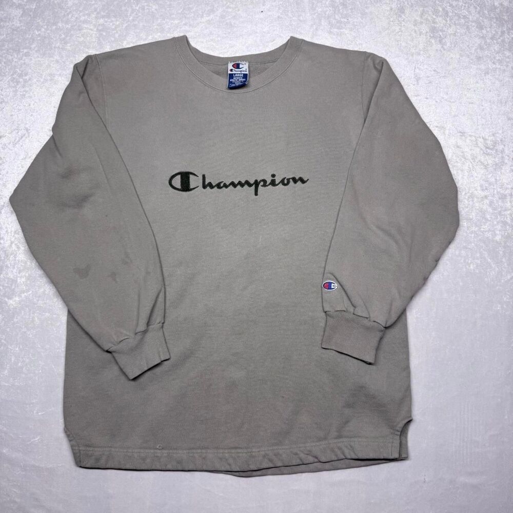 Champion Men's Grey and Cream SweatShirt